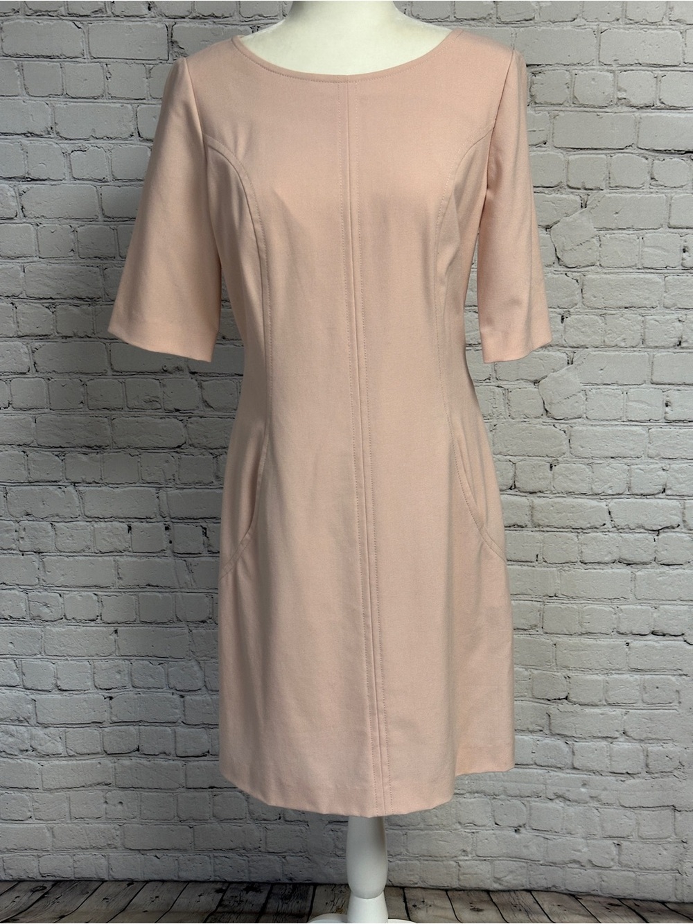 Tahari Pale Blush Midi Shift Dress Size 8